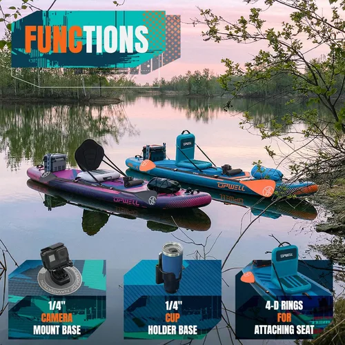 Vista 5 de UPWELL Tabla de remo extra ancha de 12 x 36 pulgadas, tabla de SUP 2+1 para adultos y adolescentes, tabla de SUP inflable con accesorios de primera