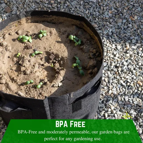 Vista 3 de Farm Plastic Supply - Bolsas de cultivo de tela de 3 galones - (paquete de 10) - Macetas de tela no tejida con asas, bolsa de cultivo, bolsas