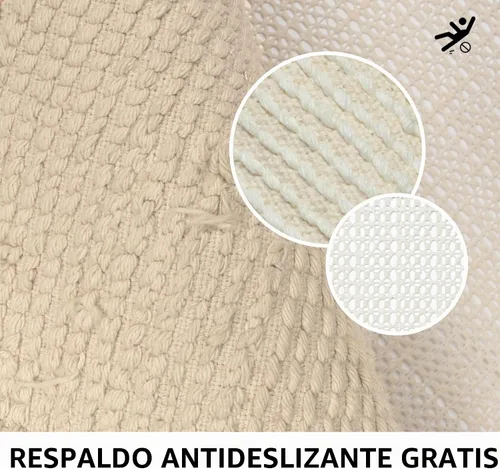 Vista 4 de KOEXM - Alfombra de baño de medio círculo con borlas, 100% algodón Alfombras de baño tejidas a mano, antideslizantes, absorbentes, lavables a