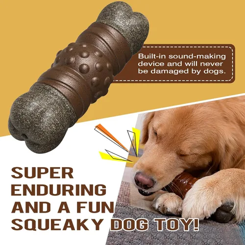 Vista 4 de Juguetes masticables para perros para masticadores agresivos, juguete indestructible resistente chirriante interactivo para perros, juguete