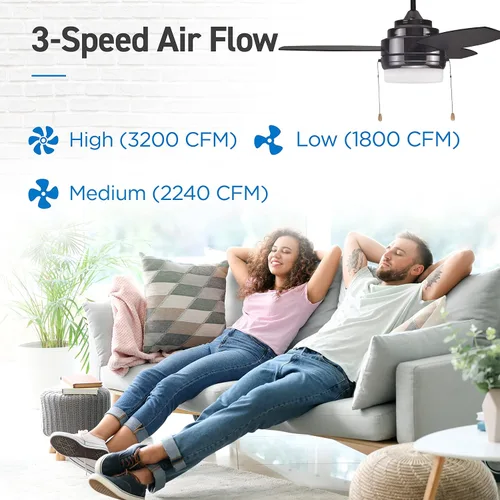 Vista 4 de COMMERCIAL COOL Ventilador de techo moderno de 42 pulgadas con luces, enfría hasta 175 pies cuadrados, ideal para habitaciones de tamaño mediano