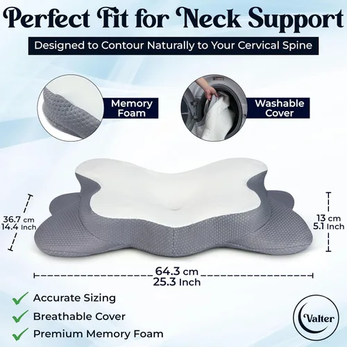 Vista 4 de Almohada cervical para el cuello para aliviar el dolor, almohada ergonómica para dormir de lado para apoyar el cuello, almohada refrescante