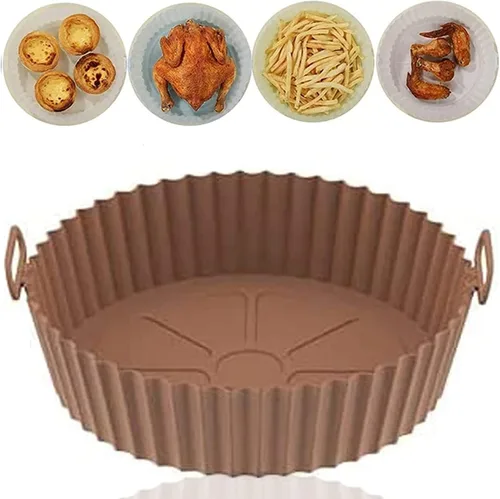 Vista 13 de Bandeja de silicona para hornear para freidora de aire, bandeja de silicona reutilizable para freidora de aire para canasta de 3.6 a 6.8 cuartos