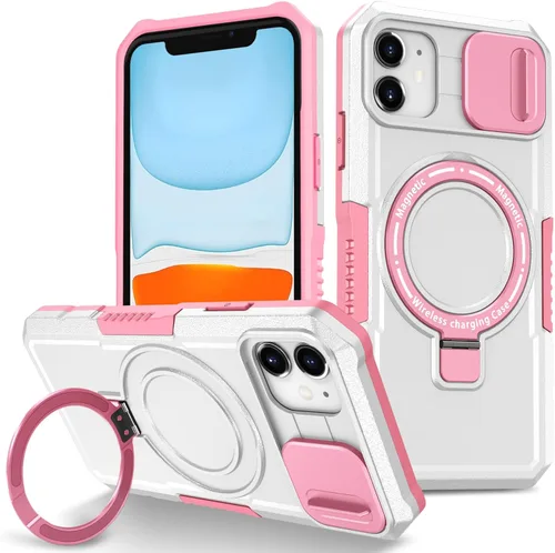 Vista 130 de Funda magnética para iPhone 11, soporte de anillo con ventana corrediza, funda protectora mate a prueba de golpes para iPhone 11 6.1, fundas