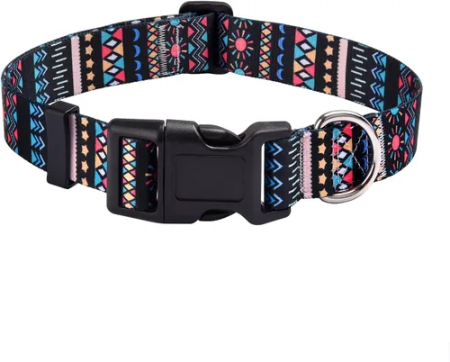 Vista 20 de Mihqy - Collar de perro, patrones geométricos florales, tribales, bohemios, collar de estilo étnico, suave y ajustable, para perros pequeños