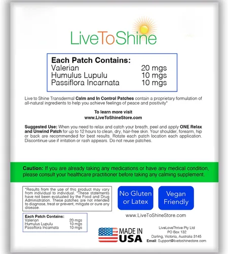 Vista 7 de Live To Shine Paquete de parches para dormir y aliviar el estrés – Melatonina GABA + Parches para relajarse y relajarse – Premium hecho en Estados