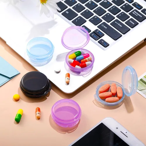 Vista 7 de Patelai Paquete de 6 cajas pequeñas organizadoras de píldoras, contenedor de píldoras de viaje, portátil, diario, mini estuche para medicamentos