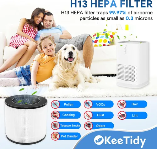 Vista 4 de Filtros de repuesto True HEPA para purificador de aire MA 14/14W/14B, filtros H13 True HEPA y carbón activado, prefiltros 3 en 1, paquete de 2