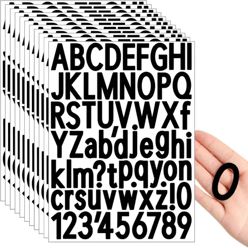 Vista 18 de Qilery 32 hojas de 0.5 pulgada de calcomanías de letras y números autoadhesivas, letras de vinilo alfabéticas de gran fuente, etiquetas de números