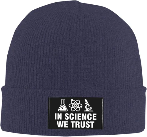 Vista 2 de in Science We Trust Hat - Gorro de punto con diseño de calavera para hombres y mujeres, gorro de invierno cálido