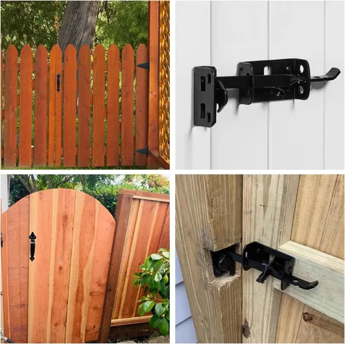 Vista 7 de WellMade Pestillo para puerta de pulgar resistente, pestillos de puerta autobloqueantes y kit de mango de 9 pulgadas, herrajes de bloqueo de puerta
