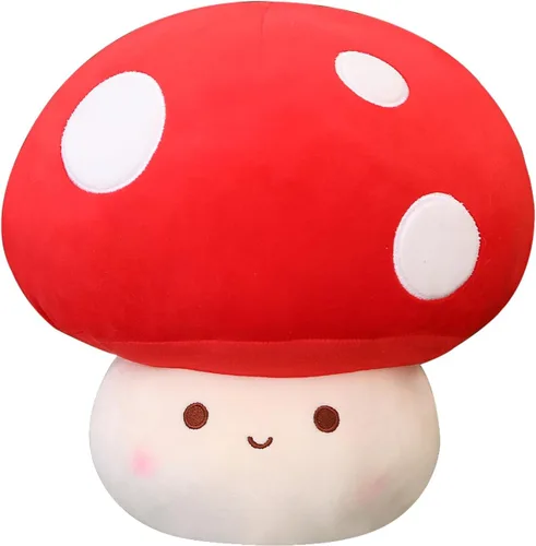 Vista 10 de Almohada de felpa de hongos verdes de 14 pulgadas, bonita decoración de hongos grandes, peluche de peluche, juguete suave regalo para niñas, niños