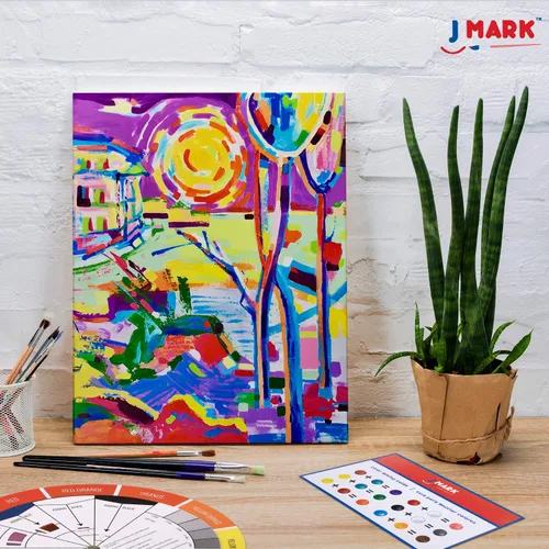 Vista 6 de J MARK Kit de pintura para adultos, juego de pintura y lienzo, juego de pintura acrílica y acuarela, juegos de arte