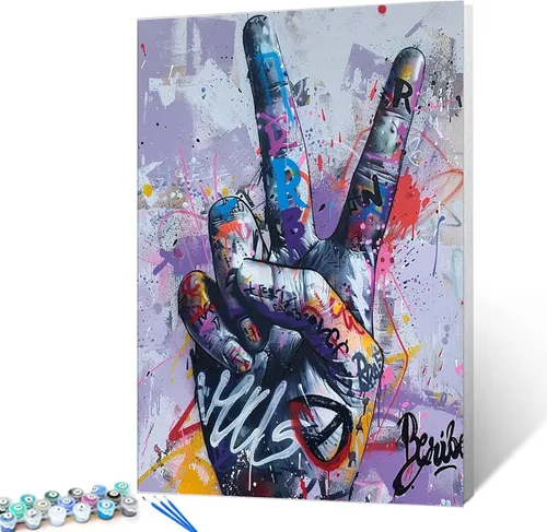 Vista 17 de Tucocoo Kits de Pintura por Números para Adultos y Niños - Labios Graffiti Sacando la Lengua - Pintura al Óleo Digital DIY sobre Lienzo Arte