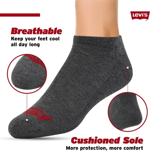 Vista 3 de Levi's Calcetines para hombre, 10 pares de calcetines tobilleros de corte bajo para hombre, calcetines deportivos de primera calidad para hombre