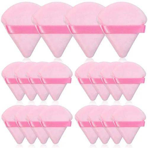 Vista 10 de Thrilez 20 piezas Borlas de Polvo Triangulares, Borlas de Polvo Suelto Borlas de Maquillaje para Polvo Facial, Borla de Polvo Fijador