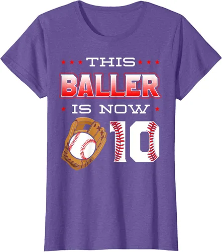 Vista 27 de This Baller Is Now 10 - Camiseta de béisbol para fiesta temática de cumpleaños número 10, Negro
