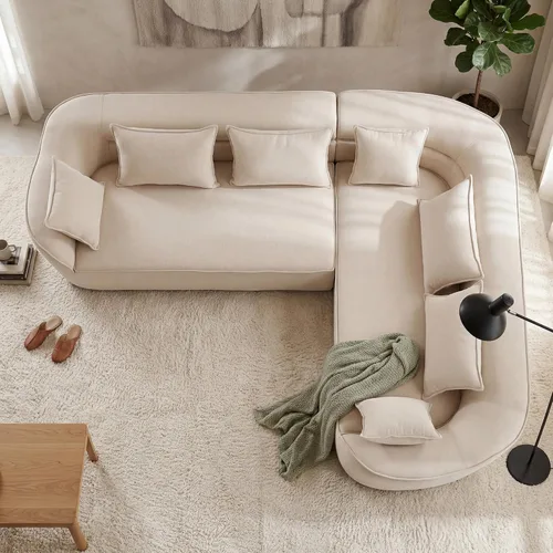 Vista 2 de OUYESSIR Sofá modular de gran tamaño de 111 pulgadas para sala de estar, sofá moderno de felpilla de lujo de 4 plazas, asiento extra profundo, sofá