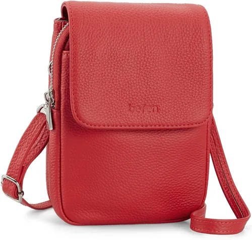 Vista 21 de befen Bolsos cruzados pequeños de cuero genuino para mujer, bolsa cruzada para teléfono celular con ranuras para tarjetas de bloqueo RFID