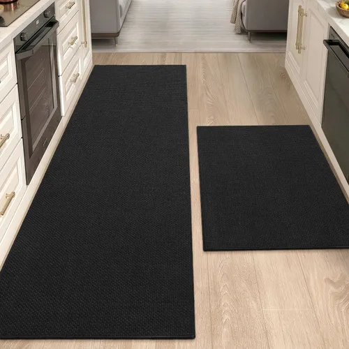 Vista 21 de Color&Geometry - 2 alfombras y tapetes de cocina antideslizantes, lavables, absorbentes, fáciles de limpiar, tapetes de cocina para frente del Caqui