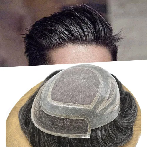 Vista 15 de Toupee For Men Hair Piece Real Human Hair Mens Hair System Fine Mono Mens Toupee Hair System For Men Hairpieces French Lace Natural Hairline8x10