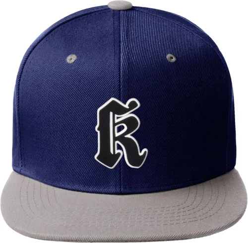 Vista 702 de Daxton Gorra clásica con visera de billete plano con letras del alfabeto inglés antiguo de la A a la Z
