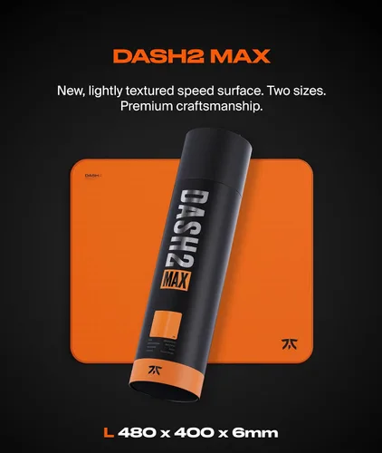 Vista 7 de Fnatic MAX Dash L Pro - Alfombrilla de mouse para juegos, superficie de control de tela lisa naranja, revestimiento resistente al agua, con base