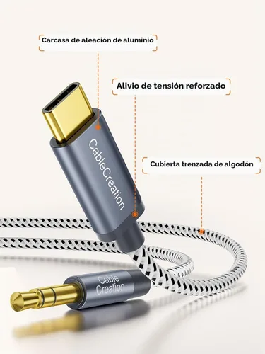 Vista 6 de CableCreation - Cable de audio USB C a conector auxiliar de 0.138 in de 4 pies, cable tipo C a 0.138 in