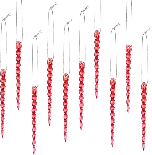 Vista 51 de 30 piezas de carámbanos de plástico trenzados para árbol de Navidad; adornos colgantes para árbol de Navidad, fiesta de Navidad, boda, fiesta