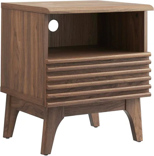 Vista 9 de Modway Render Mid-Century - Mesita de noche moderna con un cajón, color carbón Carbón vegetal