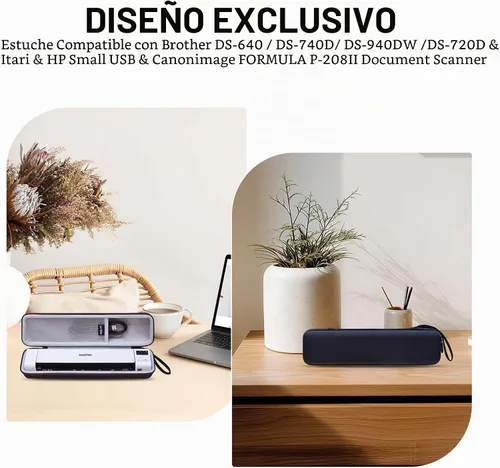 Vista 6 de LTGEM - Funda rígida para Brother DS-640 / DS-740D / DS-940DW / DS-720D e Itari & HP Small USB y Canon imageFORMULA P-208II escáner de documentos
