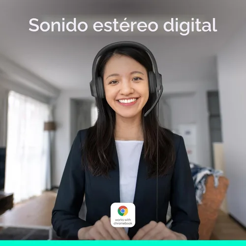 Vista 2 de Logitech H390 Auriculares con cable con micrófono, auriculares USB-A con micrófono para PC, micrófono con cancelación de ruido para reuniones