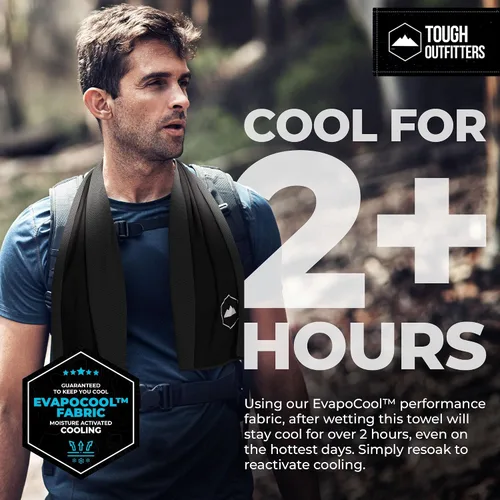 Vista 2 de Toalla de Enfriamiento Tough Outdoors - Toallas de Enfriamiento para Cuello y Cara - Envoltura de Hielo y Paño de Sudor para Camping, Gimnasio, Yoga