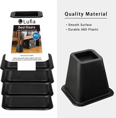 Vista 5 de Lufia Elevadores de muebles de cama resistentes, apilables, elevadores de cama para sofá, mesa, sofá, silla o escritorio, juego de 4 elevadores
