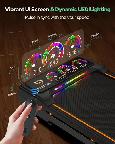 Vista 13 de Almohadilla plegable para caminar con 15% de inclinación automática/luz RGB/pantalla dual, cintas de correr de 3.5 HP para el hogar, almohadilla