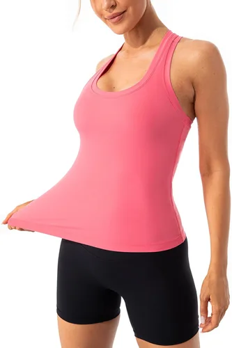 Vista 5 de Ukaste Camiseta sin mangas con espalda cruzada para mujer, para yoga, rendimiento y entrenamiento