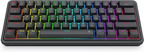 Vista 6 de Redragon K722 Teclado para juegos RGB con junta con cable al 60%, teclado mecánico compacto de intercambio en caliente de 61 teclas con enchufe