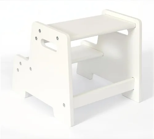 Vista 16 de Taburete de madera barnizado para niños – Taburete infantil de 2 pasos con asas, madera contrachapada de abedul, base antipunta y esquinas