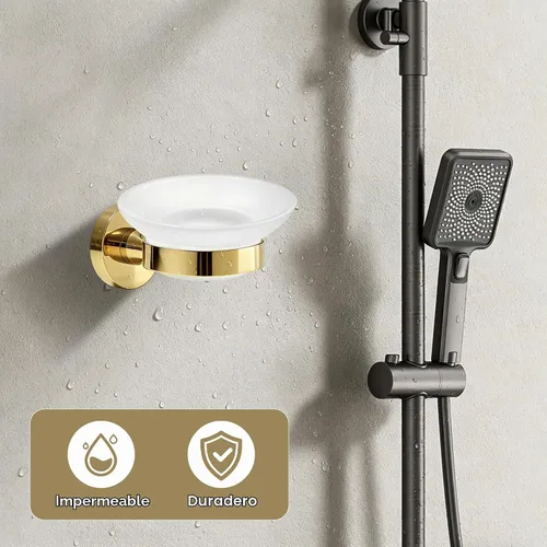 Vista 7 de Soporte de jabón de vidrio montado en la pared, organizador de jabonera, estante de jabón para baño, cocina y ducha, accesorio de baño moderno