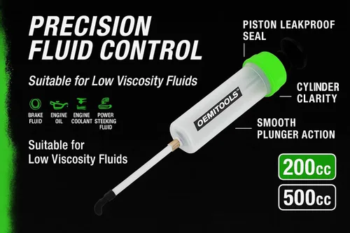 Vista 3 de OEMTOOLS Bomba extractora y llenadora de líquidos pequeños de 200 cc, bomba de vacío de precisión para líquidos de frenos, dirección asistida