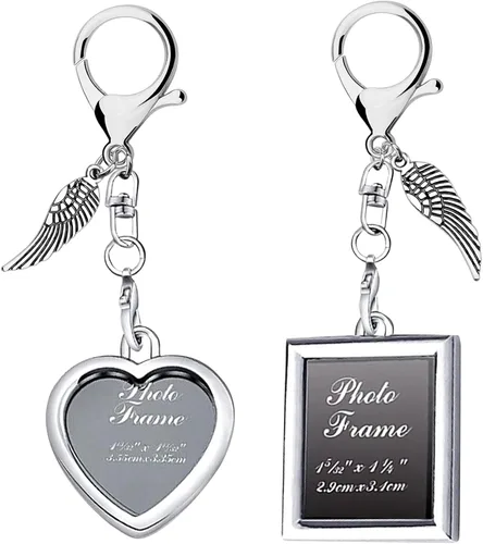 Vista 3 de Llavero con marco conmemorativo, regalos de condolencias por la pérdida de un ser querido, regalo de recuerdo, llavero con alas de ángel