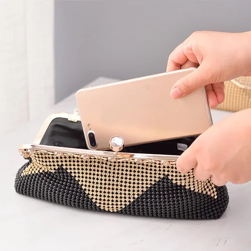Vista 6 de Bolso de mano de noche para mujer, bolso de cristal con diamantes de imitación