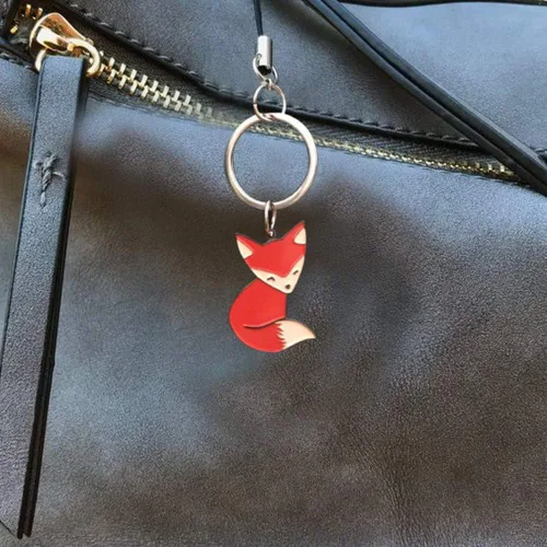 Vista 5 de Llavero con colgante de zorro, lindo llavero de zorro, para hombres y mujeres, bolsa colgante, llavero con forma de animal, llavero novedoso