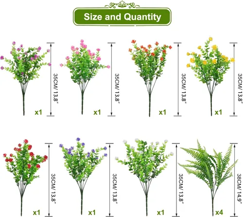 Vista 3 de Plantas colgantes artificiales artificiales para decoración de primavera y verano, resistentes a los rayos UV, eucalipto, helechos Boston