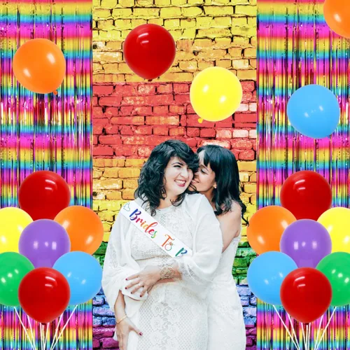 Vista 4 de Decoraciones de despedida de soltera lesbiana, globos de novias, decoraciones de despedida de soltera LGBTQ, decoraciones de compromiso de boda