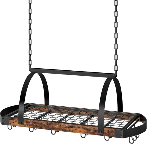 Vista 10 de CHOEZON Estante para ollas colgante, colgador de ollas para la cocina, soporte para ollas montado en el techo, organizador de utensilios de cocina