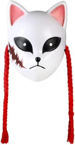 Vista 6 de Oikawa Sabito - Máscara de zorro para cosplay, accesorios de anime, accesorio de disfraz con collar para Halloween