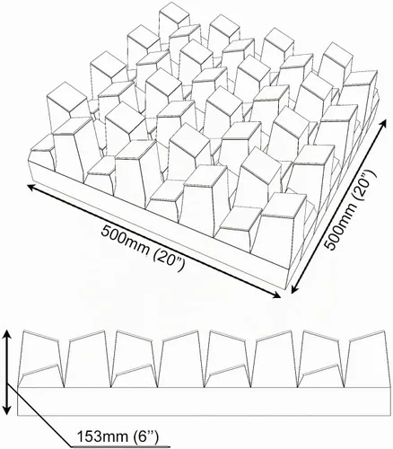 Vista 6 de (2 Pack) — Difusor de estudio acústico de sonido «Sirius» 2D QRD Difusión - Reflexión - Absorción - Insonorización - Aislamiento Panel de arte