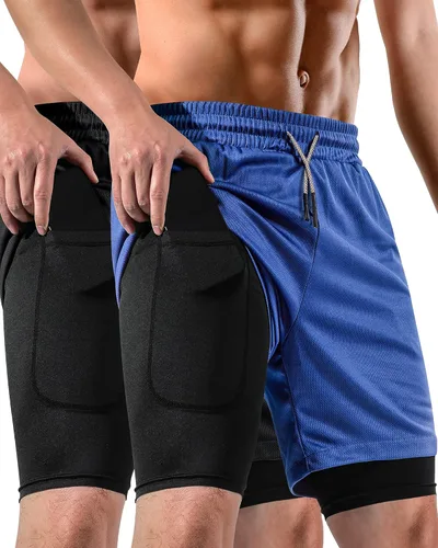 Vista 10 de 2 in 1 Mens Shorts Casual 2 Pack, Running Gym Shorts for Men 7 Inch, Workout Shorts Men with Pockets &Towel Loop