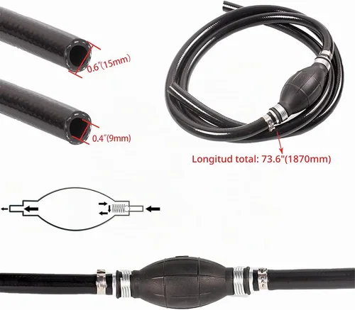 Vista 6 de BARTOO - Conjunto de línea de combustible, línea de manguera de combustible de nylon trenzado de 3/8 pulgadas para embarcaciones marinas, motor